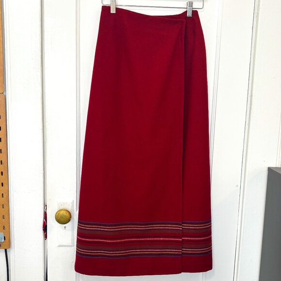 Eddie Bauer Women's Maroon (Garnet) Wool Blend Full Wrap Maxi Skirt, Size 6 - Picture 3 of 12